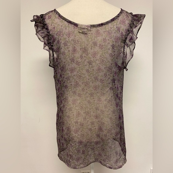 Converse Purple Floral Sheer Sleeveless Top Size L - Picture 3 of 8